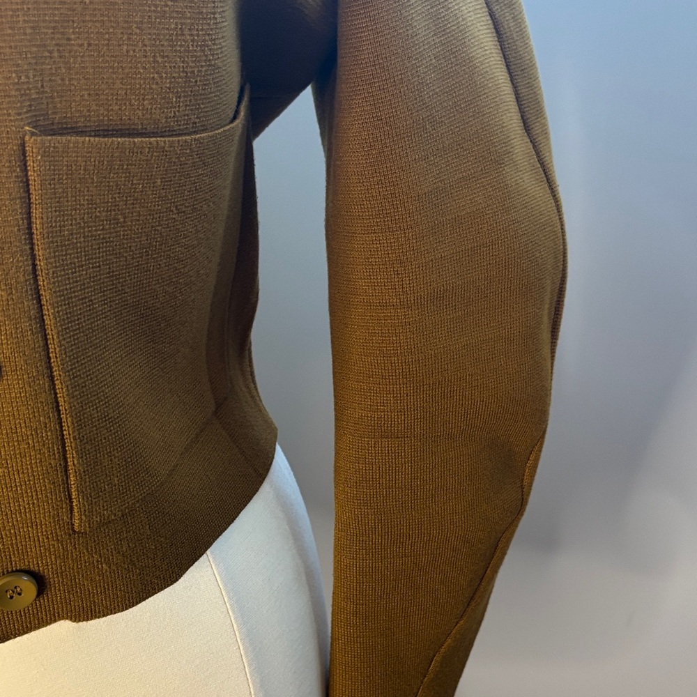 Zara Olive Cropped Button Cardigan - Picture 6 of 7